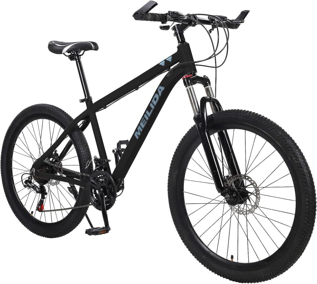 Mountain Bike 26-inch Outdoor Sports, 21-Speed, Lightweight Aluminum Mountain for Men and Women Three Wheeled Scooter Adults with Seat (Black, 136 * 73 * 19CM)